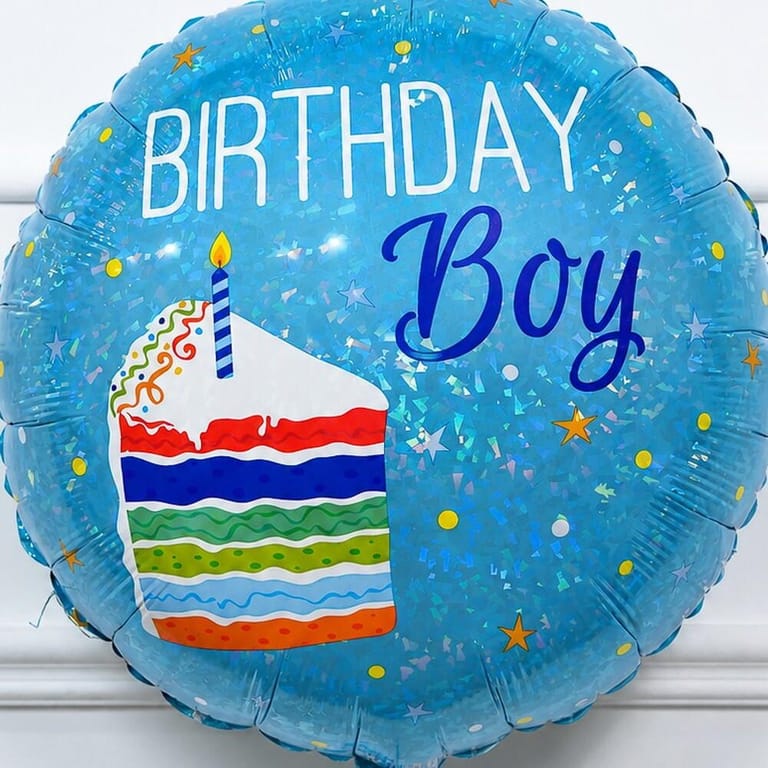 Blue Birthday Boy Colorful Cake Theme Helium Foil Balloon-A1796 - Image 3