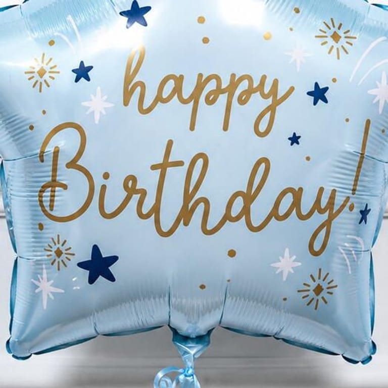 Blue Star Happy Birthday Helium Foil Balloon-A1802 - Image 3