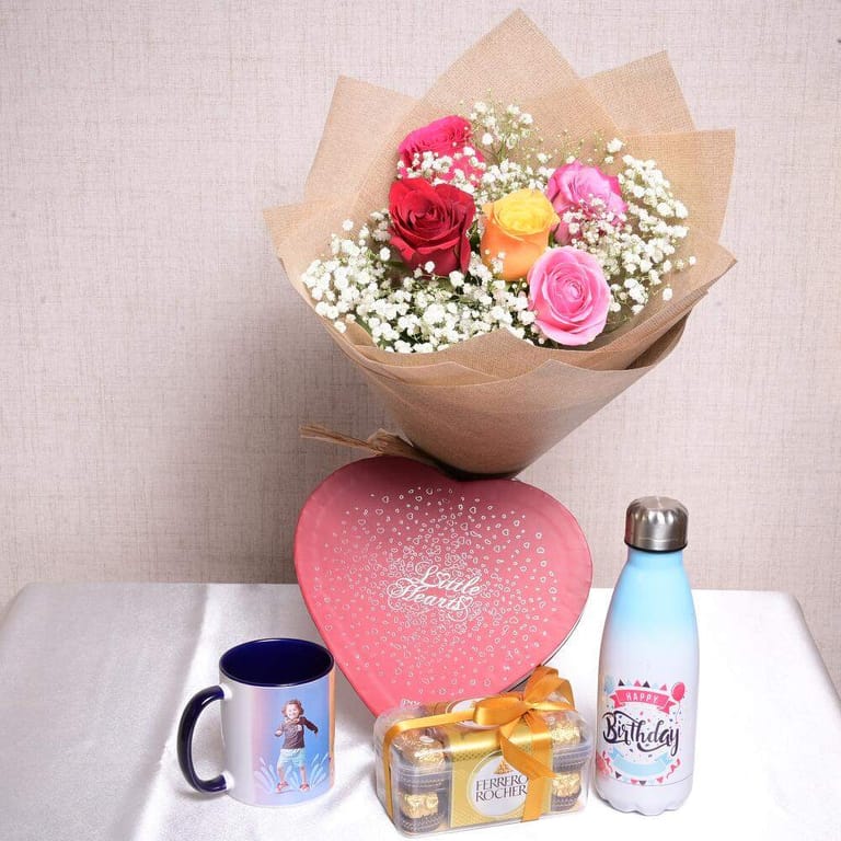 Birthday Gift set with 5 Roses Little Hearts Perfume-C71 - Image 1