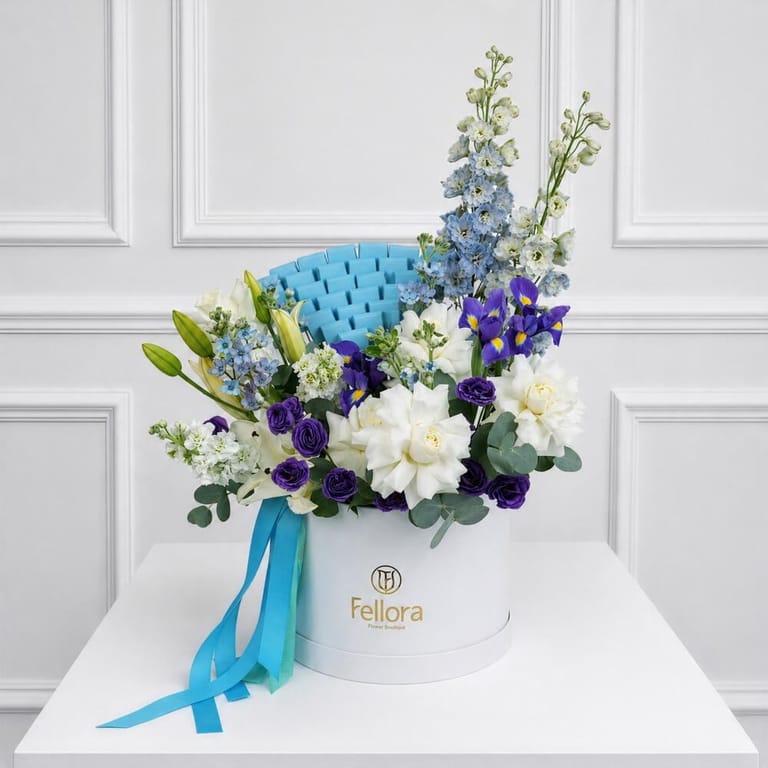 Blue And White Flowers With Chocolates Luxury Box-C103 - Image 3
