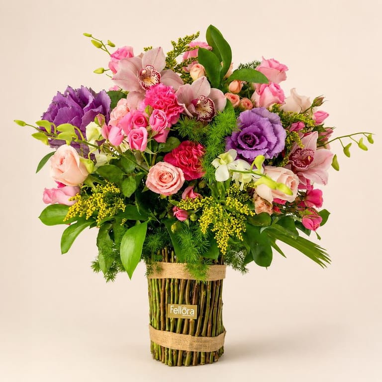Premium Flower Vase of Mixed Flowers-A9 - Image 1