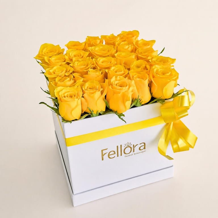 Flowers In Box Of Yellow Roses-A13 - Image 1