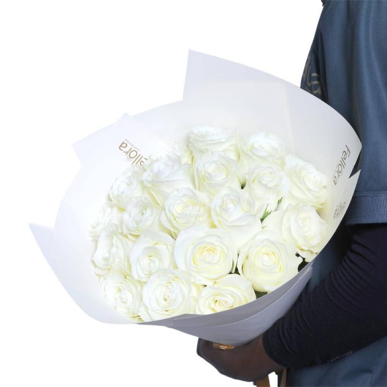 Flower Bouquet Of 21 White Roses-A27 - Image 2