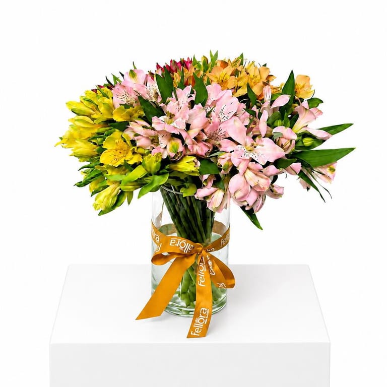 Pastel Alstroemeria Flower Vase-A43 - Image 1