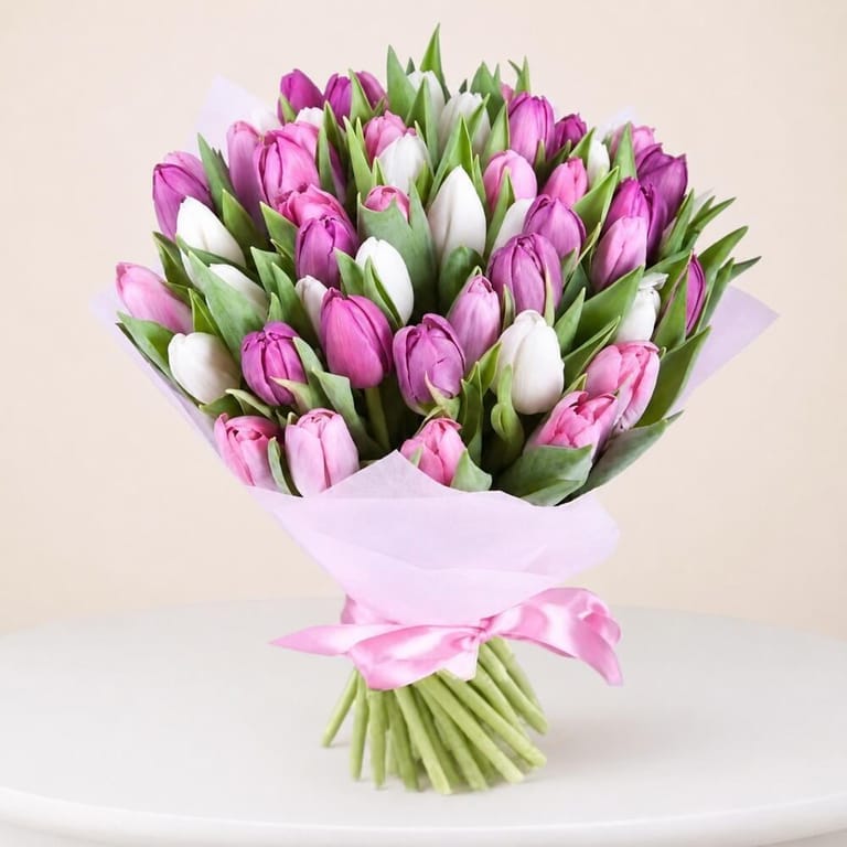 Pastel Tulip Bouquet-A44 - Image 1
