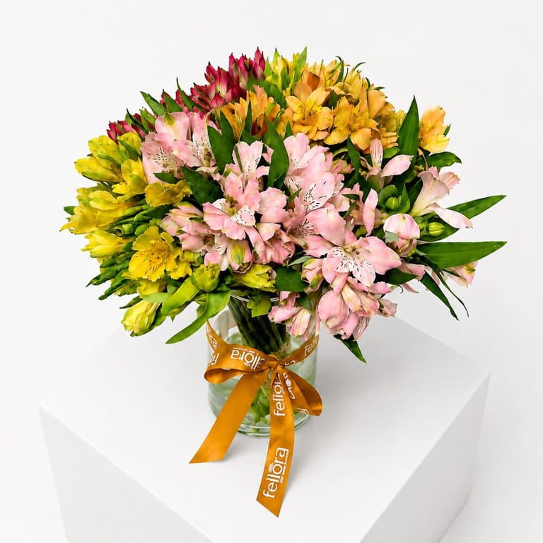 Pastel Alstroemeria Flower Vase-A43 - Image 2