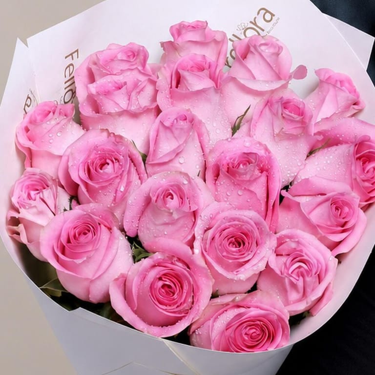 Flower Bouquet Of 21 Pink Roses-A35 - Image 4