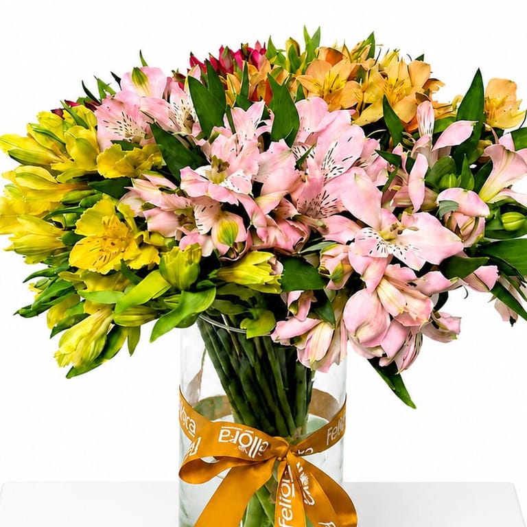 Pastel Alstroemeria Flower Vase-A43 - Image 3