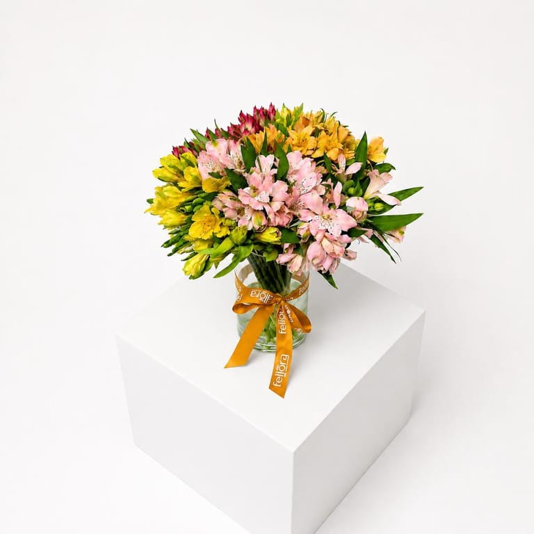 Pastel Alstroemeria Flower Vase-A43 - Image 4