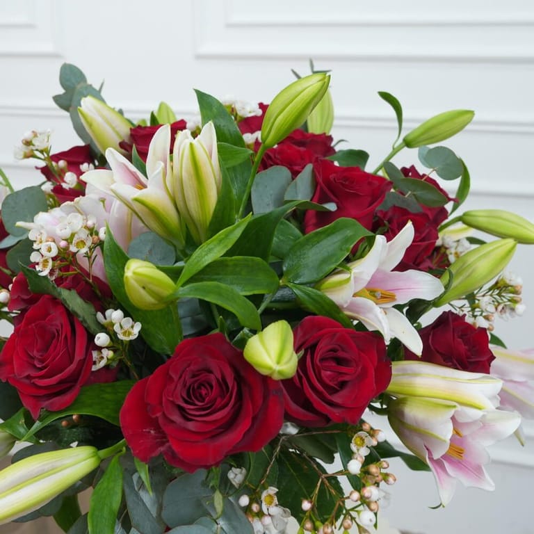 Red Rose And Pink Lily Vase-A62 - Image 2