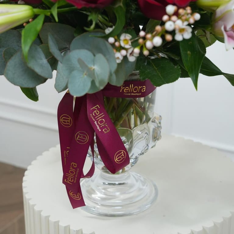 Red Rose And Pink Lily Vase-A62 - Image 3