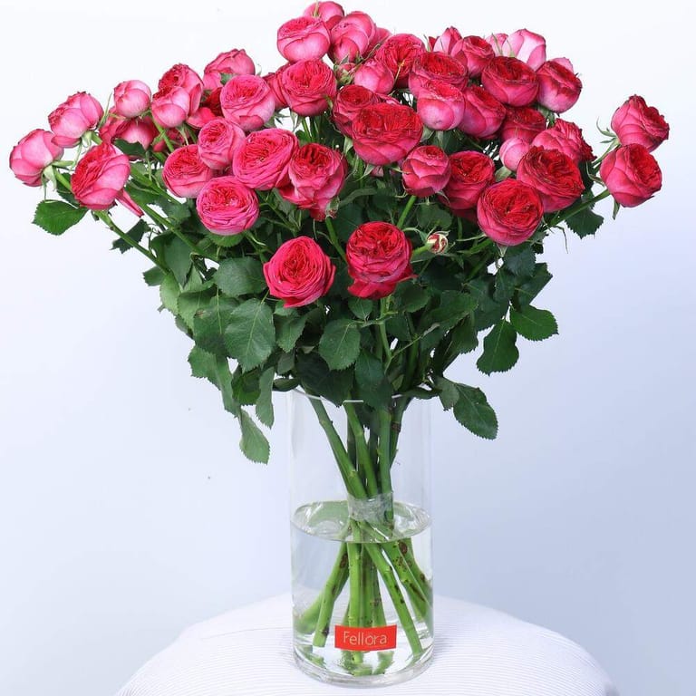 Pink Spray Peony Rose Vase-A77 - Image 1