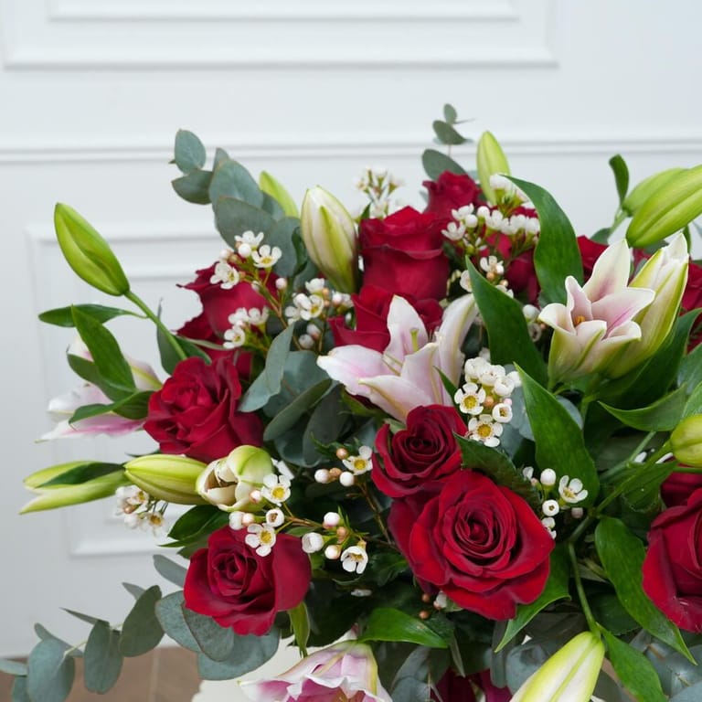 Red Rose And Pink Lily Vase-A62 - Image 4
