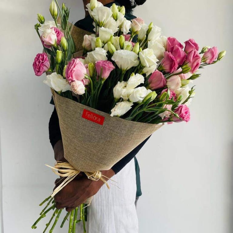 Pink White Lisianthus Bouquet-A71 - Image 3