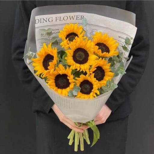 Radiant Sunburst Sunflower And Eucalyptus Bouquet-A122