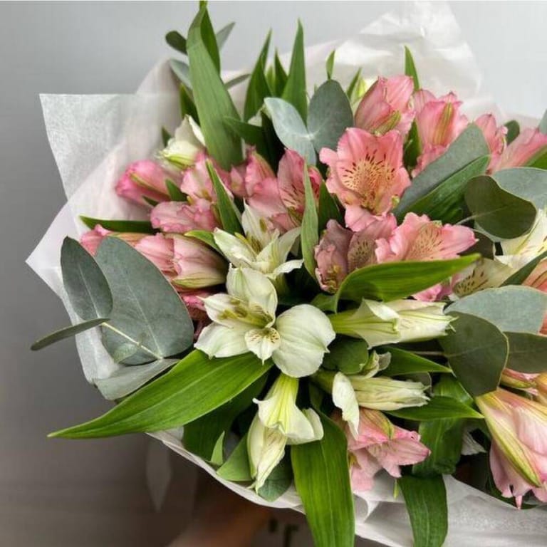 Charming Pink And White Alstroemeria Bouquet-A124 - Image 2