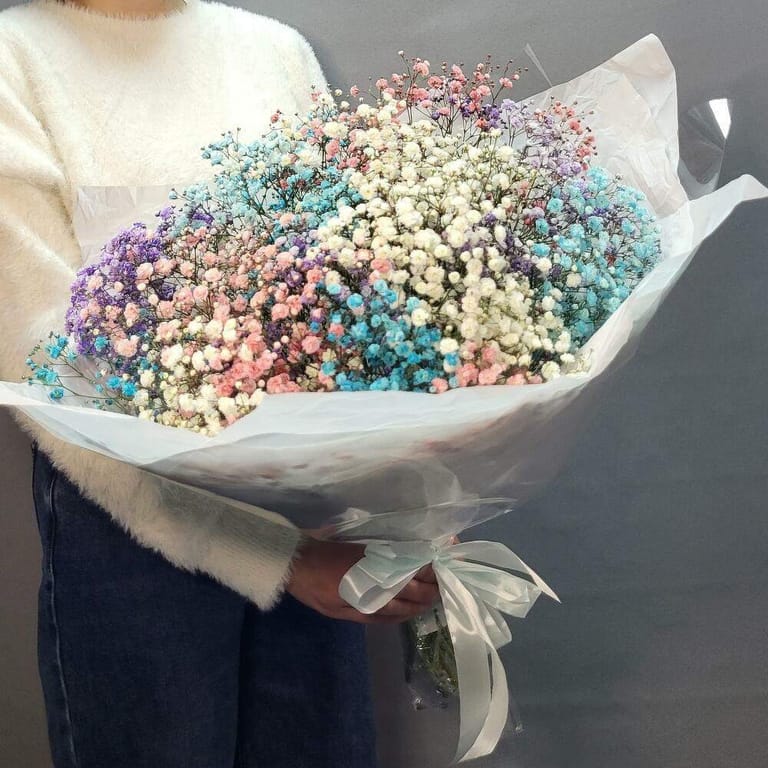 Rainbow Baby s Breath Bouquet-A130 - Image 4