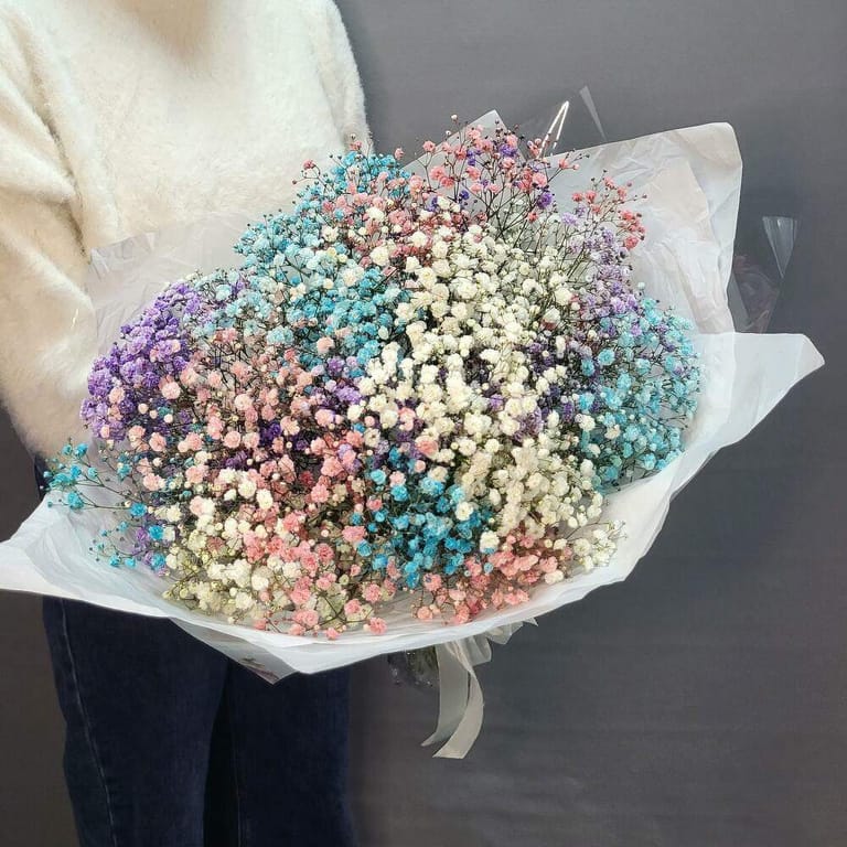 Rainbow Baby s Breath Bouquet-A130 - Image 6