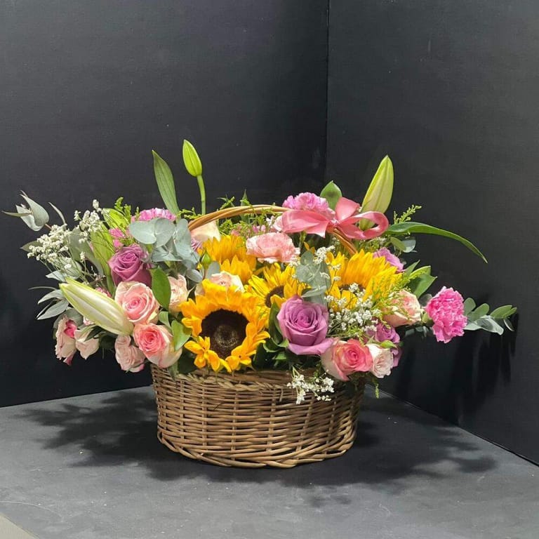 Sunflower Mixed Flowers Basket-A197 - Image 1