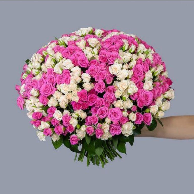 Pink And White Spray Rose Bouquet-A172 - Image 3