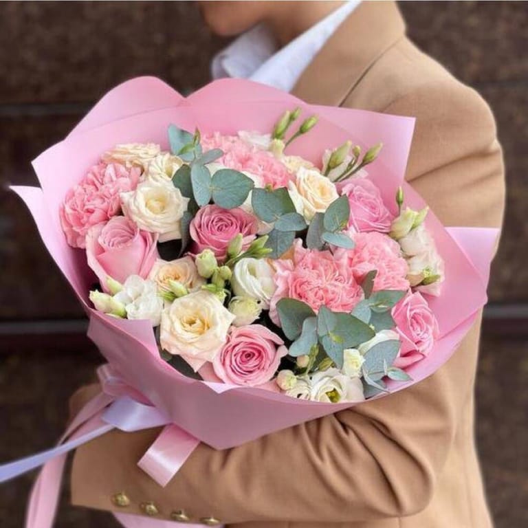 Pink Rose Carnation With Lisianthus Bouquet-A195 - Image 2