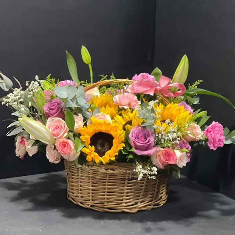Sunflower Mixed Flowers Basket-A197 - Image 2