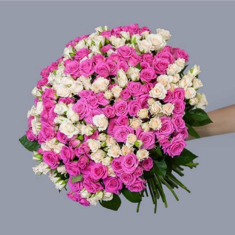 Pink And White Spray Rose Bouquet-A172 - Image 4