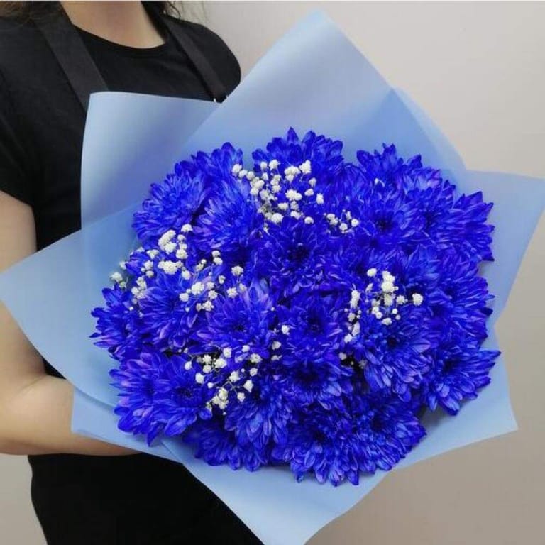 Royal Blue Chrysanthemum Bouquet-A204 - Image 2