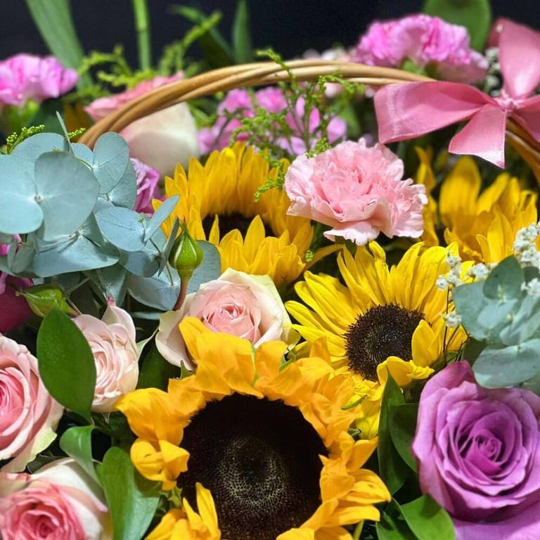 Sunflower Mixed Flowers Basket-A197 - Image 3
