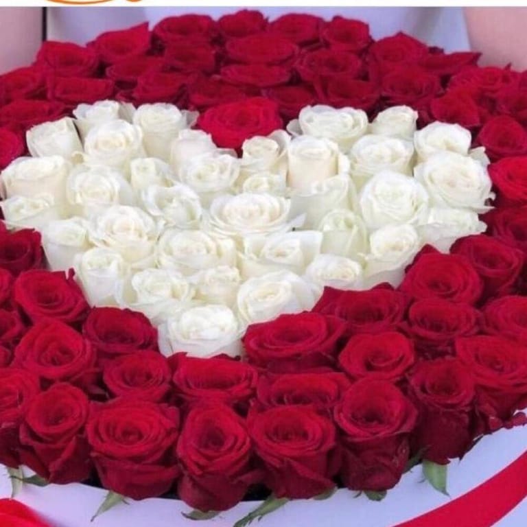 Red Roses with White Heart Flower Box-A224 - Image 2