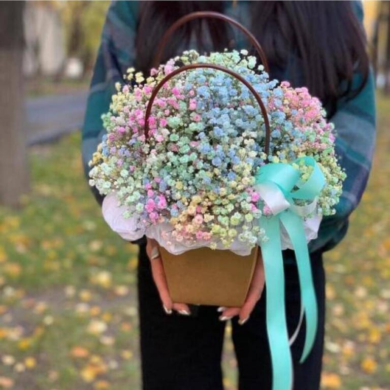 Pastel Baby s Breath Flower Basket-A212 - Image 3