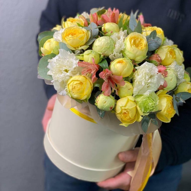 Yellow Peony Rose Flower Box-A181 - Image 6