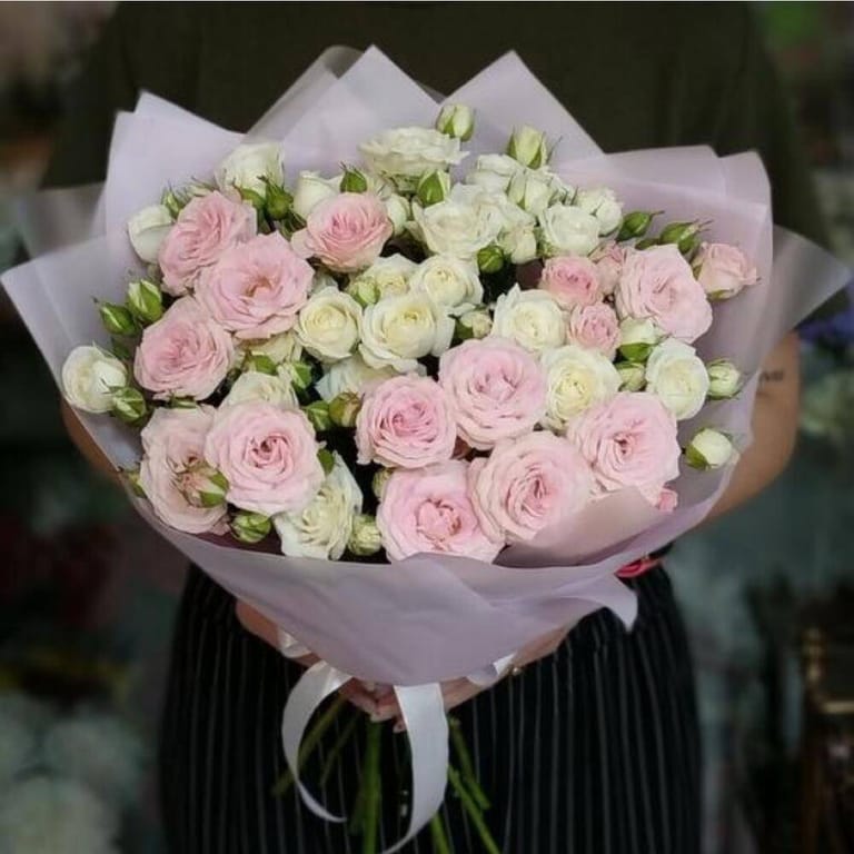 Pink White Spray Roses Bouquet-A252 - Image 2