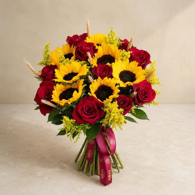 Sunflower Red Roses Bouquet-A234 - Image 4