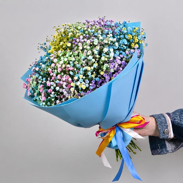Pastel Rainbow Baby s Breath Bouquet-A266 - Image 3