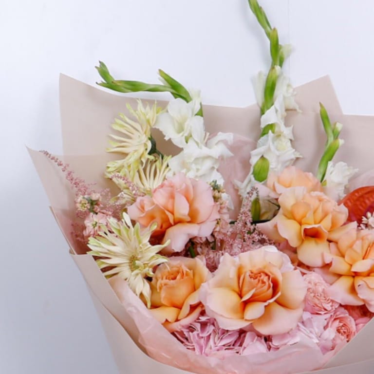 Peach Roses, Hydrangea Anthurium Luxury Bouquet-A289 - Image 4