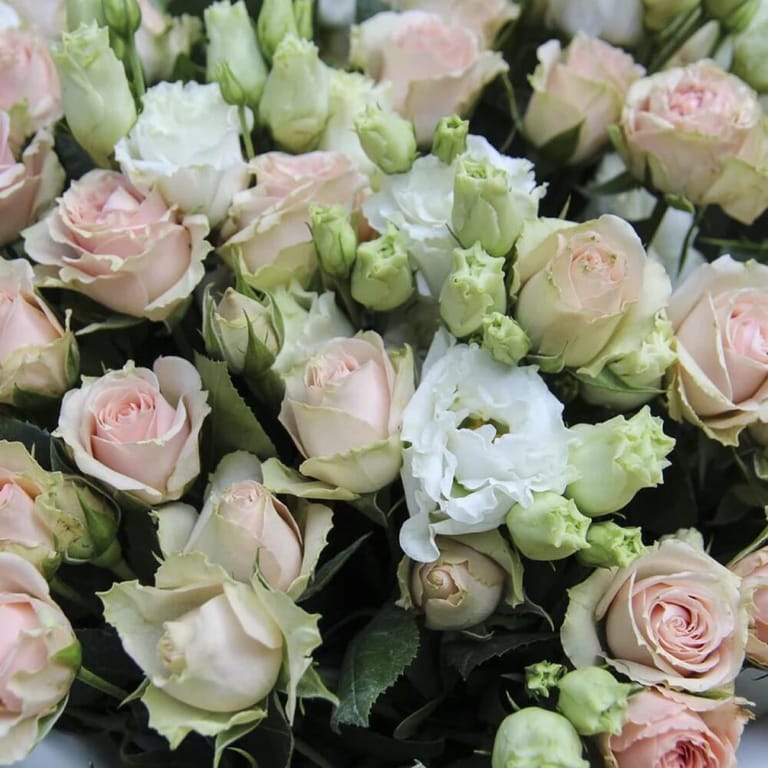 Pink Spray Roses White Lisianthus Bouquet-A295 - Image 4