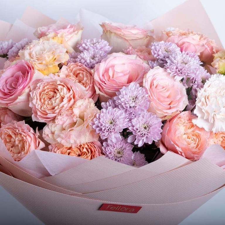 Pink Roses Pastel Mixed Flowers Bouquet-A320 - Image 2