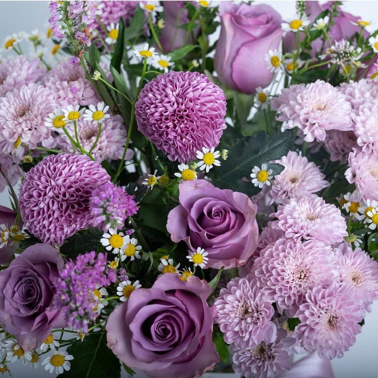 Purple Mixed Flowers Vase Arrangement-A319 - Image 3