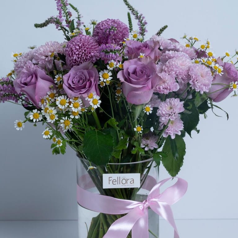 Purple Mixed Flowers Vase Arrangement-A319 - Image 4