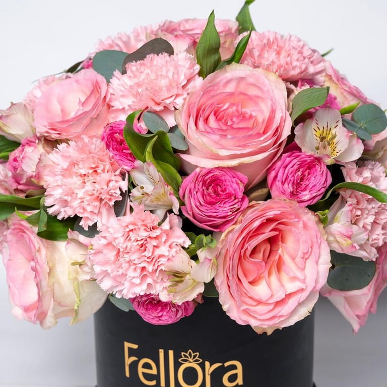 Pink Roses, Carnations Alstroemeria Flower Box-A349 - Image 3