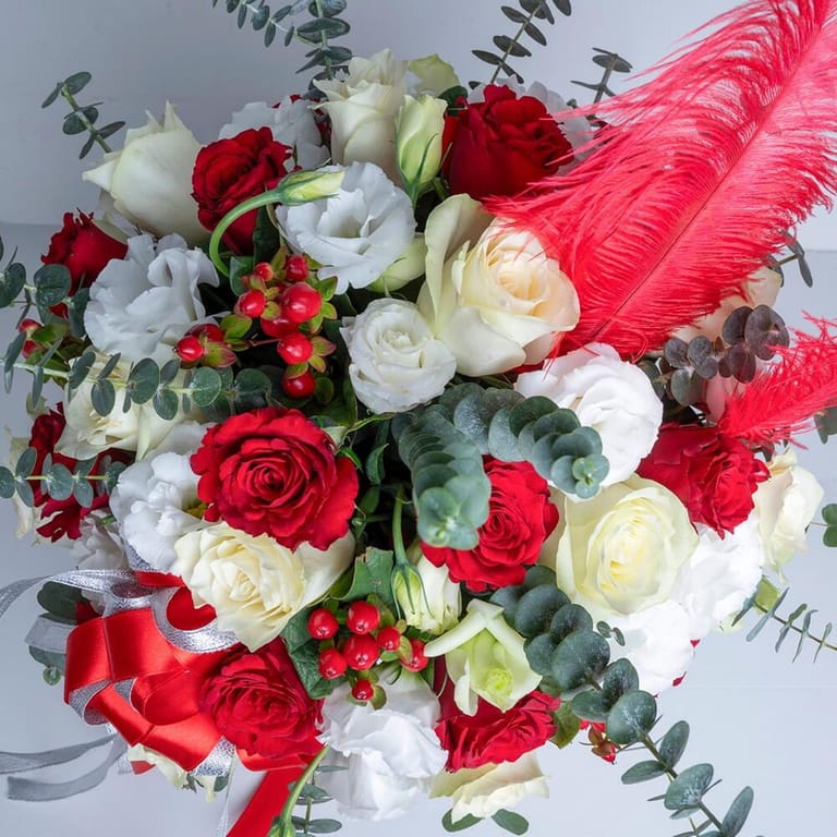Red White Roses Luxury Flower Box-A418 - Image 2
