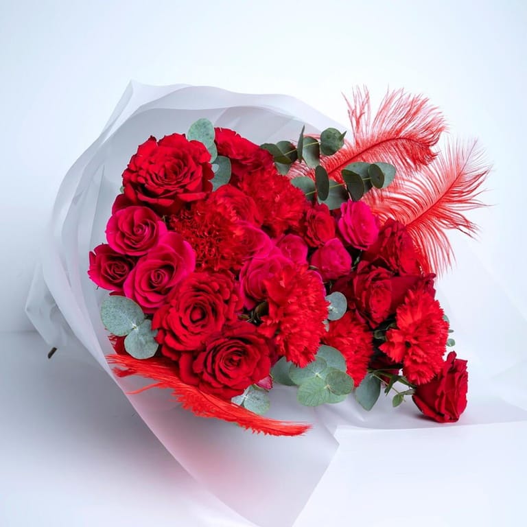 Red Roses Carnations Luxury Bouquet-A416 - Image 3