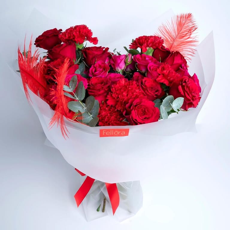 Red Roses Carnations Luxury Bouquet-A416 - Image 4