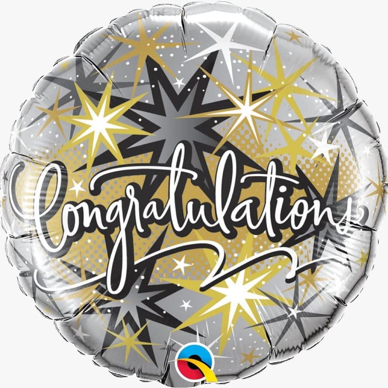 Gold And Silver Stars Congratulations Helium Foil Balloon-A476 - Image 1