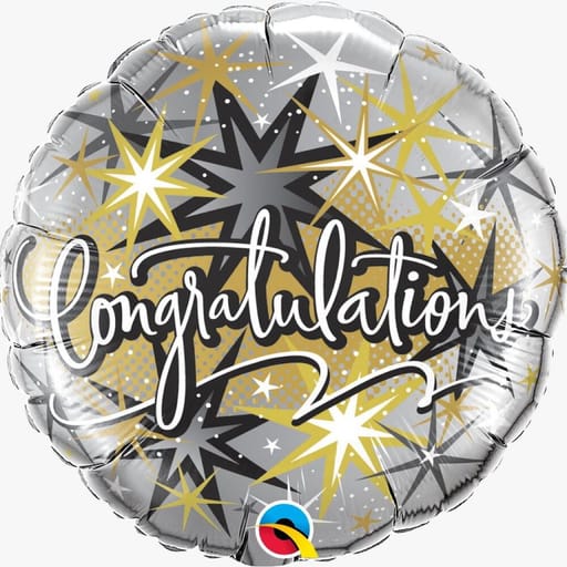 Gold And Silver Stars Congratulations Helium Foil Balloon-A476