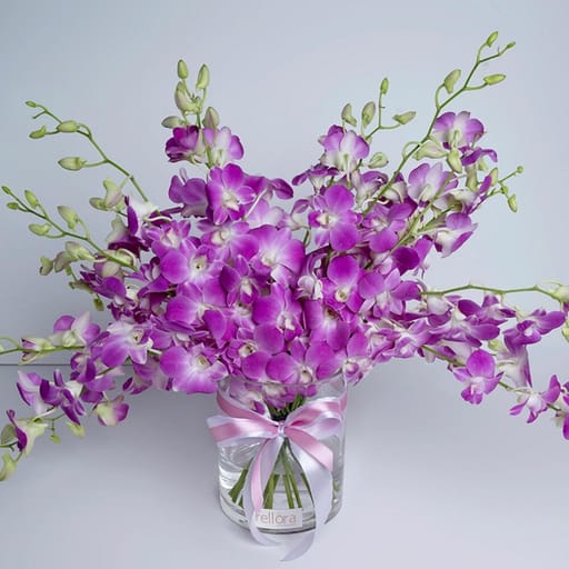 Purple Dendrobium Orchid Luxury Vase Arrangement-A482