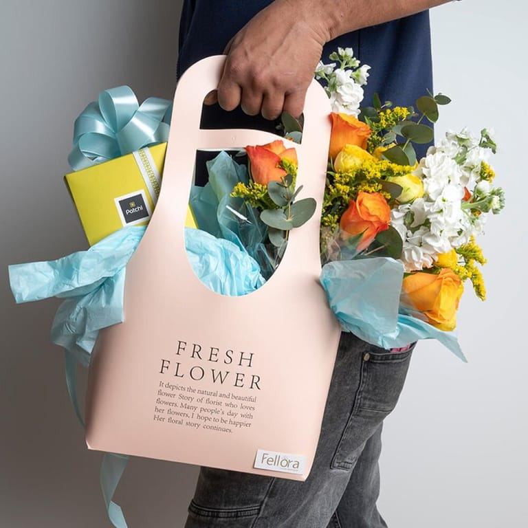 Eid Mubarak Roses And Patchi Chocolate Luxury Flower Bag-A489 - Image 2