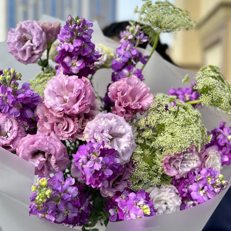 Purple Matthiola And Lisianthus Luxury Bouquet-A478 - Image 6