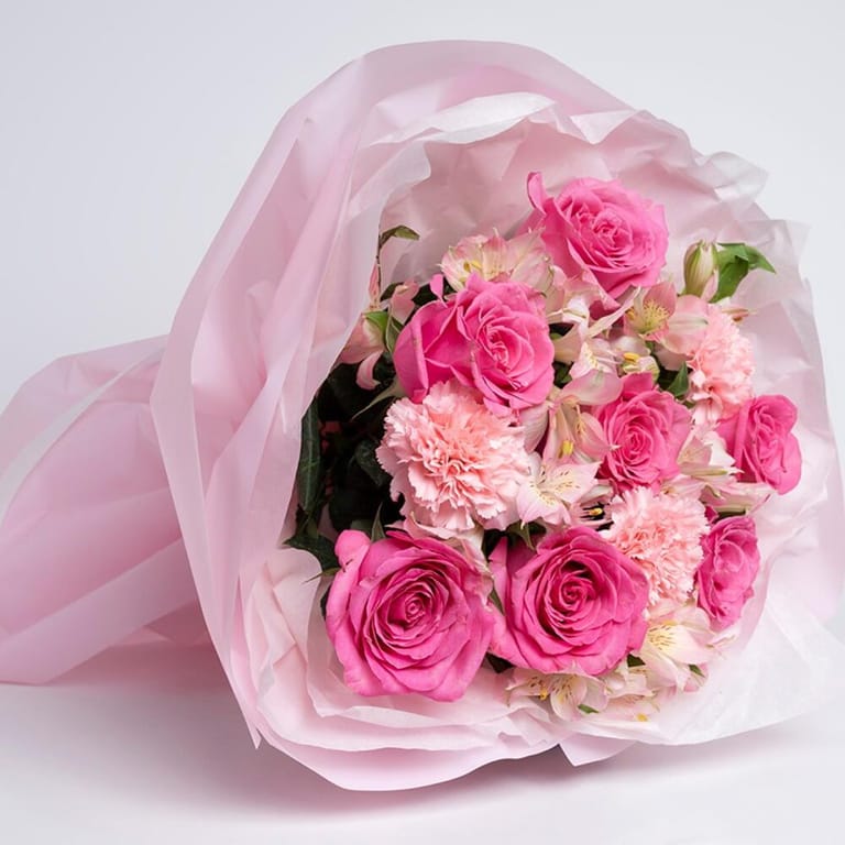 Pink Roses And Alstroemeria Bouquet-A504 - Image 4